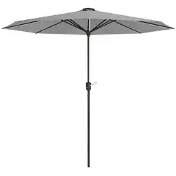 Tesco Outsunny Solar Patio Garden Parasol with Lights for Outdoor Light Grey offer