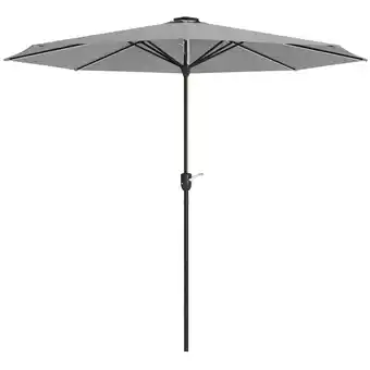 Tesco Outsunny Solar Patio Garden Parasol with Lights for Outdoor Light Grey offer