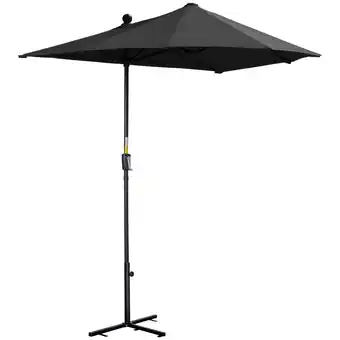 Tesco Outsunny 2m Half Garden Parasol Market Umbrella with Crank Handle, Base offer