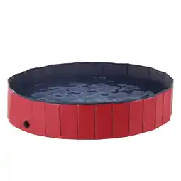 Tesco PawHut Pet Paddling Pool Cat Dog Foldable 160cm Diameter Red offer