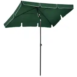 Tesco Outsunny Sun Umbrella Parasol Patio Rectangular 2M x 1.3M Green offer