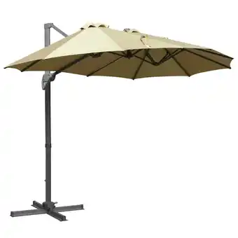 Tesco Outsunny 4.5m Double Garden Parasol Garden Umbrella with Crank Khaki offer