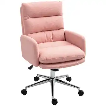 Tesco HOMCOM Upholstered Desk Chair with Height Adjustable, Pink offer