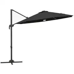 Tesco Outsunny 3(m) LED Cantilever Parasol with Base Solar Lights Dark Grey offer