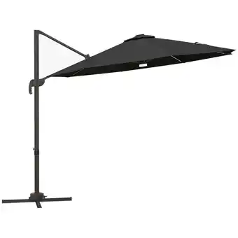 Tesco Outsunny 3(m) LED Cantilever Parasol with Base Solar Lights Dark Grey offer