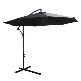 Tesco Outsunny 3m Garden Banana Parasol Cantilever Umbrella with Base, Black offer