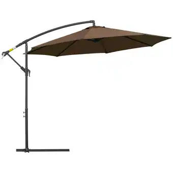 Tesco Outsunny 3m Garden Banana Parasol Cantilever Umbrella with Base, Brown offer