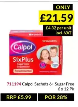 Musgrave MarketPlace Calpol Sachets 6+ Sugar Free offer