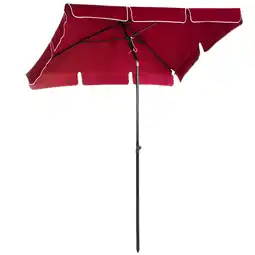 Tesco Outsunny Sun Umbrella Parasol Patio Rectangular 2M x 1.3M Red offer