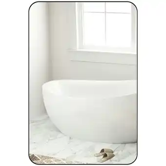 Tesco HOMCOM Rectangle Wall Mirror with Steel Frame for Bathroom Large offer