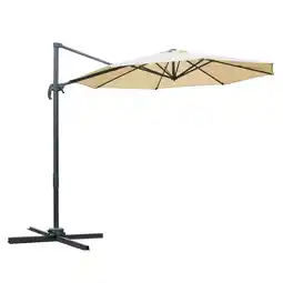 Tesco Outsunny 3(m) Garden Banana Parasol Patio Cantilever Umbrella Beige offer