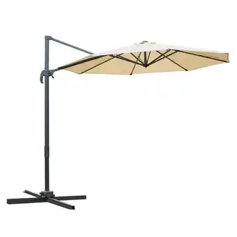 Tesco Outsunny 3(m) Garden Banana Parasol Patio Cantilever Umbrella Beige offer