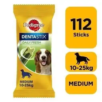 Tesco 112 Pedigree Daily Dentastix Fresh Dental Sticks Dog Treats Medium Dog Chews offer