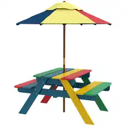 Tesco Outsunny Kids Table and Chair Set Removable Parasol for Ages 3-6 Years offer