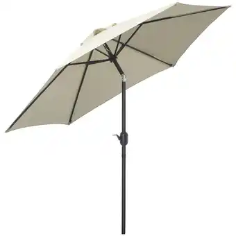 Tesco Outsunny 2.6M Patio Umbrella Parasol Sun Shade Garden Cream White offer