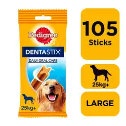 Tesco 105 Pedigree Dentastix Daily Dental Sticks Dog Treats Large Dog Chews offer