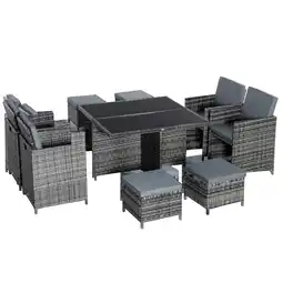 Tesco Outsunny Rattan Dining Set Garden Furniture Cube Table Chair Stool offer