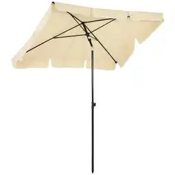 Tesco Outsunny Sun Umbrella Parasol Patio Rectangular 2M x 1.3M Beige offer