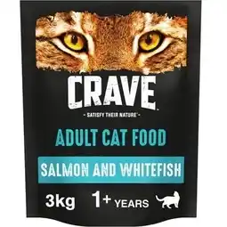 Tesco 3kg Crave Natural Grain Free Adult Dry Cat Food Salmon & Whitefish 4x750g offer