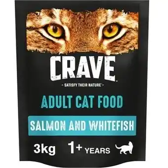 Tesco 3kg Crave Natural Grain Free Adult Dry Cat Food Salmon & Whitefish 4x750g offer