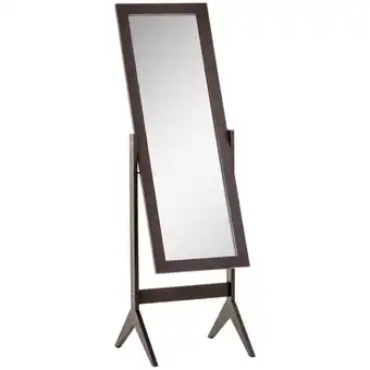 Tesco HOMCOM Freestanding Dressing Mirror 148x47cm Angle Dark Brown Frame offer