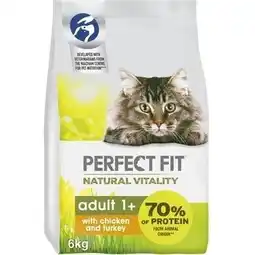 Tesco 6kg Perfect Fit Natural Vitality Adult Complete Dry Cat Food Chicken & Turkey offer