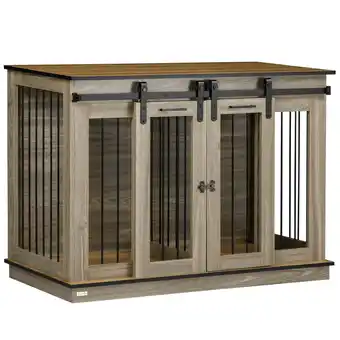 Tesco PawHut Dog Crate for Large Dogs Double Dog Cage for Small Dog Oak offer