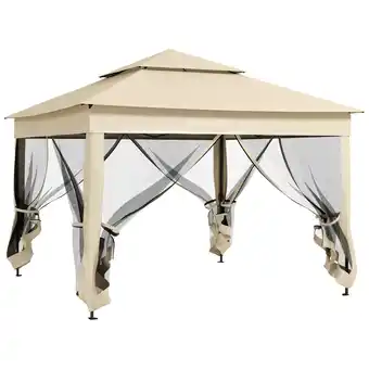 Tesco Outsunny Garden Folding Canopy Heavy Duty Pop Up Gazebo for Party Cream offer