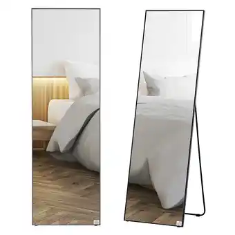 Tesco HOMCOM Full Length Mirror Floor Standing or Wall-Mounted, Black offer