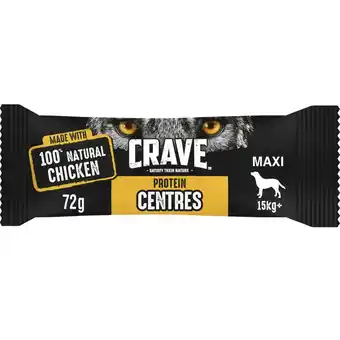 Tesco 15 x 72g Crave Natural Grain Free Protein Centres Maxi Adult Dog Treats Chicken offer