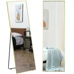 Tesco HOMCOM Full Length Mirror Dressing Mirror Wall-Mounted Gold Frame offer