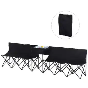 Tesco Outsunny 6 Seat Camping Bench Folding Outdoor with Cooler Bag Black offer