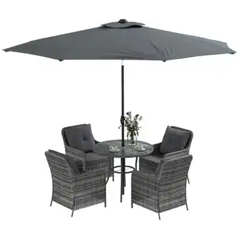 Tesco Outsunny 6 Pieces Rattan Garden Furniture with Umbrella, Cushions offer