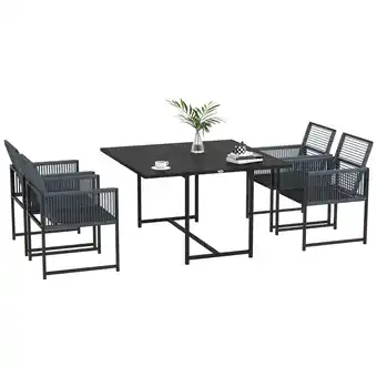 Tesco Outsunny 5 Pieces Patio Dining Set with Foldable Back for Poolside offer