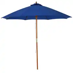 Tesco Outsunny 2.5m Wooden Garden Parasol Outdoor Umbrella Canopy Blue offer