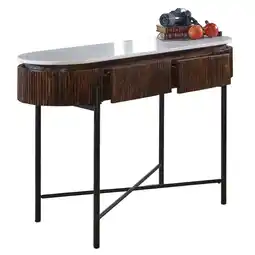 Tesco Miel Mango Wood Console Table With Marble Top And Metal Legs offer