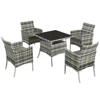 Tesco Outsunny 4 Seater Rattan Garden Furniture Set with Glass Tabletop offer