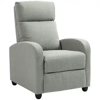 Tesco HOMCOM Linen Fabric Manual Reclining Chair with Padded Seat Light Grey Grey offer