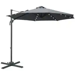 Tesco Outsunny 3(m) Cantilever Parasol Patio Umbrella Solar Lights Dark Grey offer