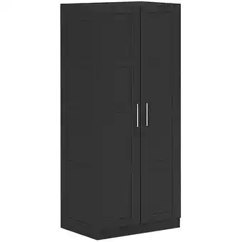 Tesco HOMCOM Wardrobe for Bedroom, Double Wardrobe with Hanging Rail, Black offer