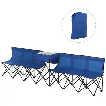 Tesco Outsunny 6 Seat Camping Bench Portable Outdoor with Cooler Bag Blue offer