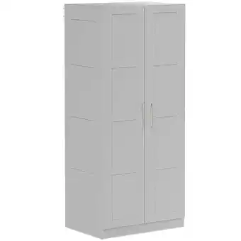 Tesco HOMCOM Wardrobe for Bedroom, Double Wardrobe with Hanging Rail, Grey offer