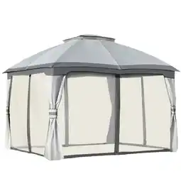 Tesco Outsunny 3.7m x 3m Outdoor Steel Frame Gazebo with 2-Tier Roof offer