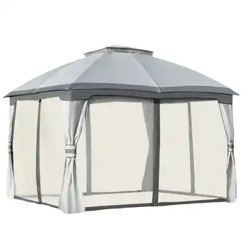 Tesco Outsunny 3.7m x 3m Outdoor Steel Frame Gazebo with 2-Tier Roof offer