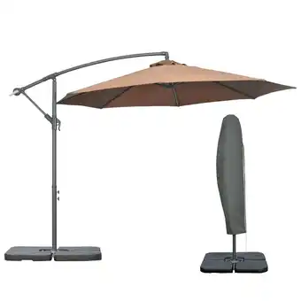 Tesco Outsunny 3(m) Banana Parasol Cantilever Umbrella Garden with Base Weight offer