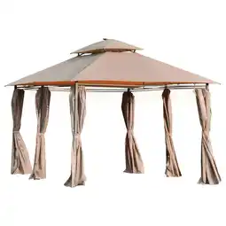 Tesco Outsunny 4m x 3m Outdoor Gazebo Canopy Garden Pavilion with LED Light offer