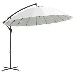 Tesco Outsunny 3(m) Cantilever Shanghai Parasol with Crank Handle, Off-White offer