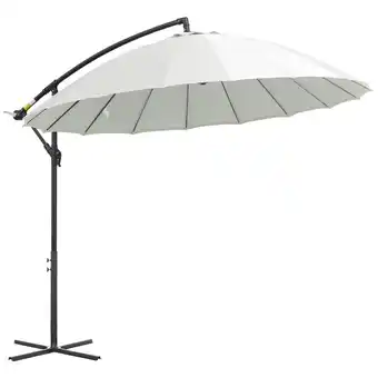 Tesco Outsunny 3(m) Cantilever Shanghai Parasol with Crank Handle, Off-White offer