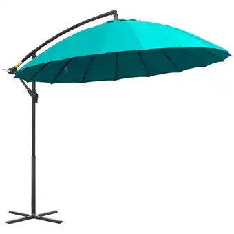 Tesco Outsunny 3(m) Cantilever Shanghai Parasol with Cross Base, Turquoise offer