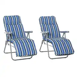 Tesco Outsunny Set of 2 Adjustable Sun Lounger Recliner Seat Blue and White offer